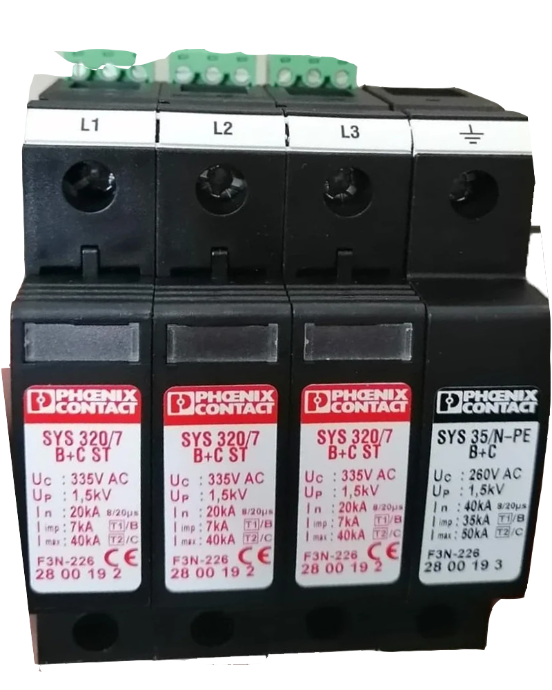 Type 1+2, Three Phase 4P SPD Type SYS-SET 7/3+1/B+C/FM Phoenix SPD 2800273